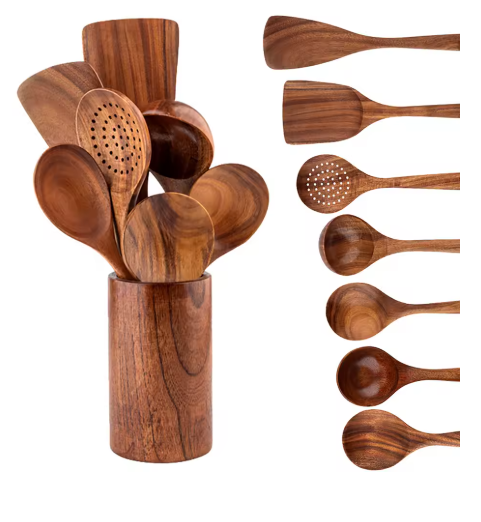 Complete Your Kitchen with Our 8-Piece Premium Ultimate Wooden Utensil Set!